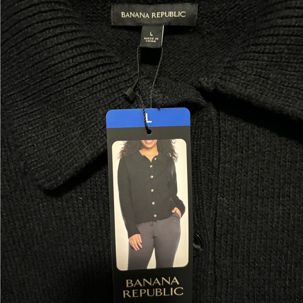 Banana Republic Ladies' Cardigan sweater size L NEW WITH TAGS black